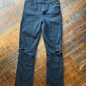 MOTHER Black Distressed Skinny Jeans